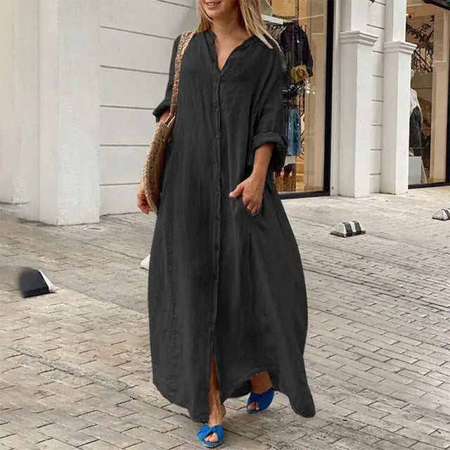 White Oversize Cotton Long Dress by Crystal Crystina, alternate view 6
