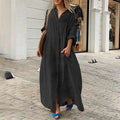 White Oversize Cotton Long Dress by Crystal Crystina, alternate view 6