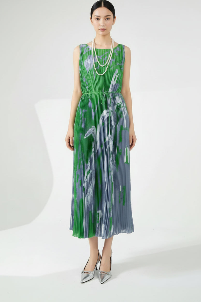 CurveKind™ Lace-Up Sleeveless Long Skirt Dress by Crystal Crystina, alternate view 3