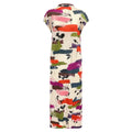 short sleeved half high necked dress women's printed pleated straight tube skirt