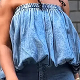 Denim Bandeau Top