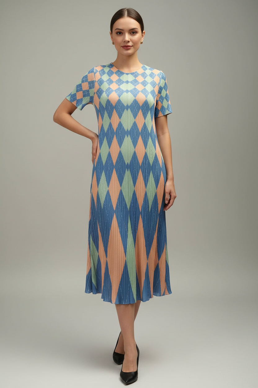Argyle print spring dress 