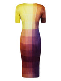 Multicolored dress with a gradient pattern on a white background