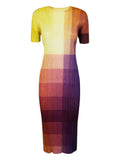 Multicolored dress with a gradient pattern on a white background