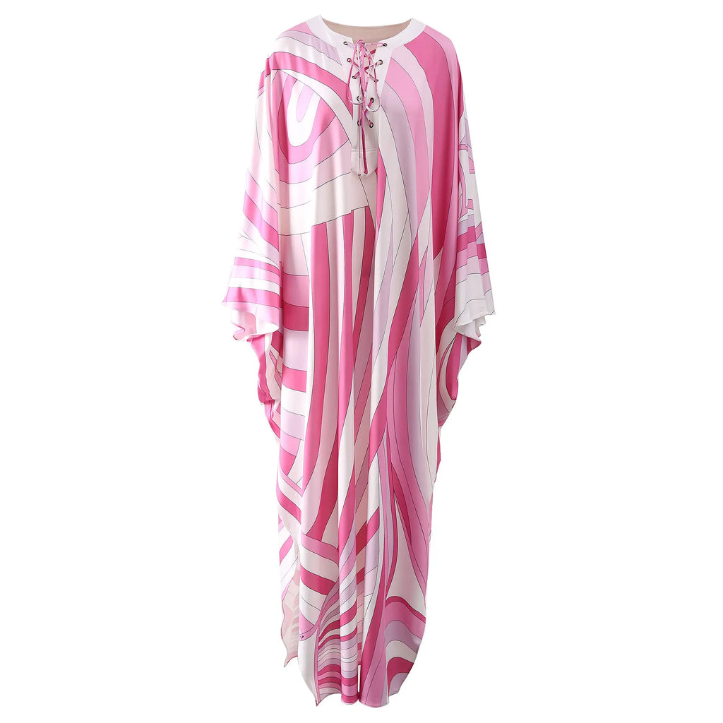 Fashion 2024 Spring Summer Robe Lady Floral Printing Elegant Loose Maxi Dresses Bohemian Vacation Casual Style Long Dress