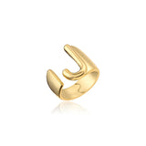 Hollow A-Z Letter Gold Metal Adjustable Open Ring