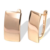 Gold Rectangle Stud Partial Dangle Earrings