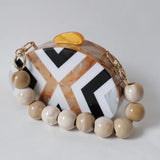 Bohemian Wooden and Acrylic Clutch