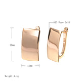 Gold Rectangle Stud Partial Dangle Earrings