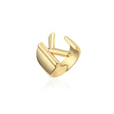 Hollow A-Z Letter Gold Metal Adjustable Open Ring