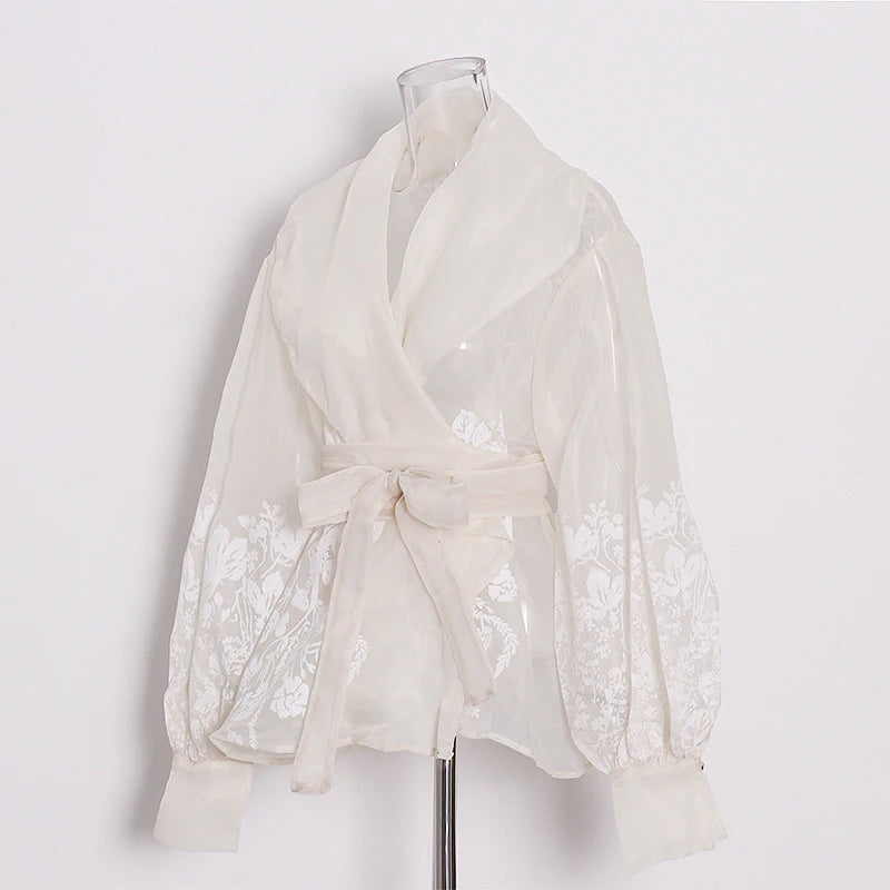 Vintage Print Embroidery Shirt