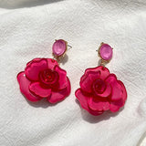 Elegant Rose Flower Drop Earrings