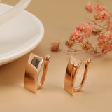 Gold Rectangle Stud Partial Dangle Earrings