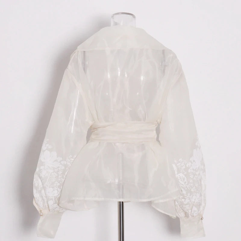 Vintage Print Embroidery Shirt