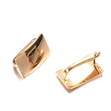 Gold Rectangle Stud Partial Dangle Earrings