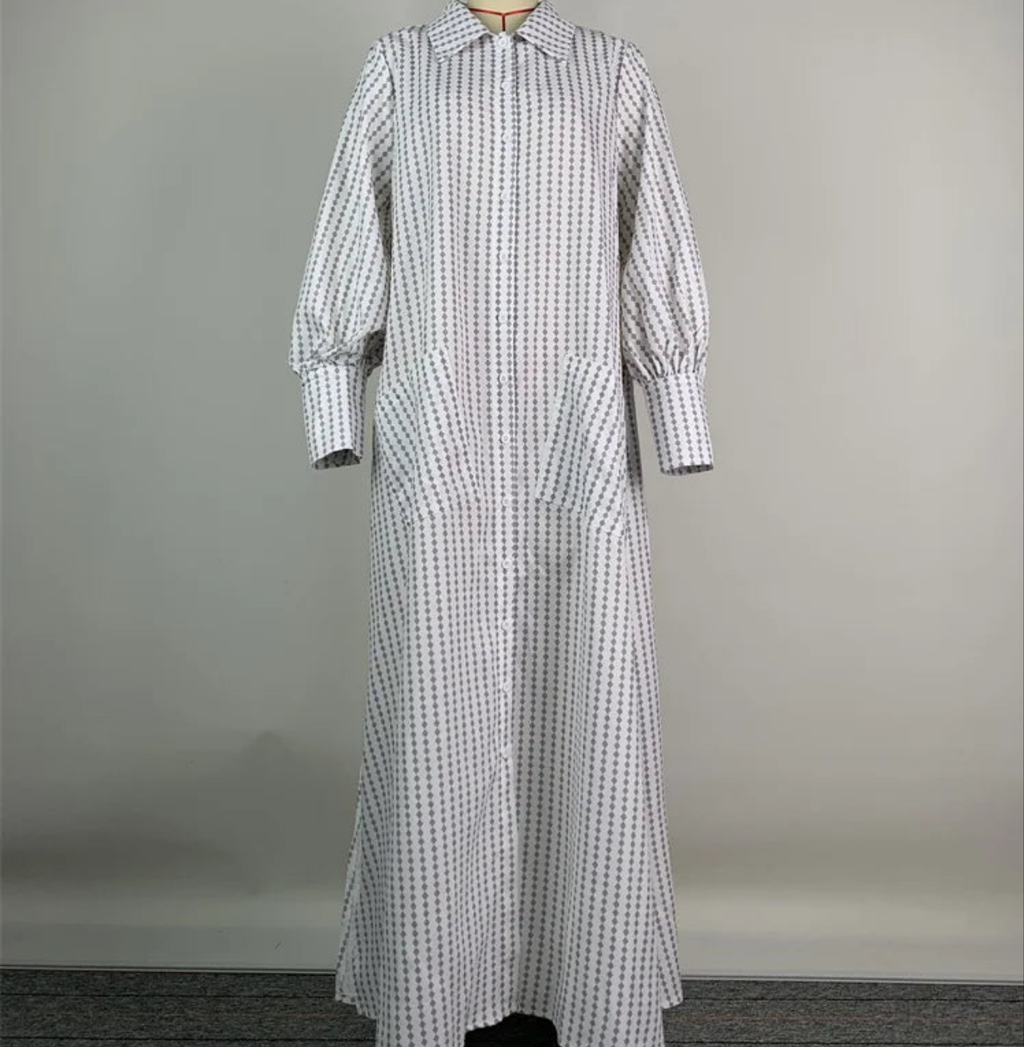 Buttoned Split-Side Cotton Maxi Shirt Dress by Crystal Crystina, alternate view 7