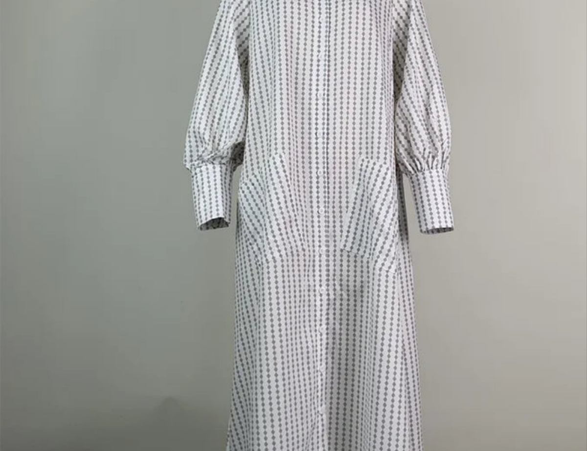 Buttoned Split-Side Cotton Maxi Shirt Dress by Crystal Crystina, alternate view 6