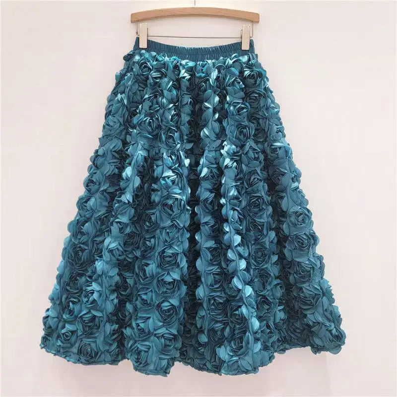 Versatile Three Dimensional Flower Midi Skirt by Crystal Crystina, alternate view 11