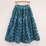 Versatile Three Dimensional Flower Midi Skirt