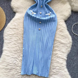 Chic V-Neck Bodycon Knitted Sweater Dress