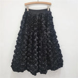 Versatile Three Dimensional Flower Midi Skirt
