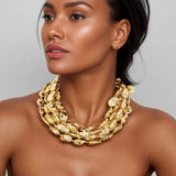 Statement Lava Texture Multi-layer Beaded Necklace