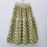 Versatile Three Dimensional Flower Midi Skirt