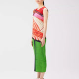 CurveKind™ Art Print Pleated Sleeveless Midi Dress