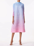 CurveKind™ Miyake Elegant Gradient Pleated Dress