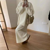 Two-Piece Set - Chic Knitted Sweater & Skirt Set