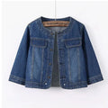 Quarter sleeved O-neck Denim Jacket by Crystal Crystina, primary view