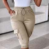 Capri Solid Cargo Pants