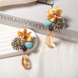 Floral Water Drop Long Earrings