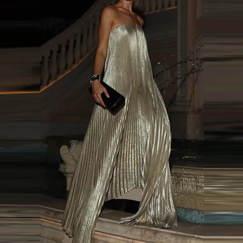Sexy Backless High-Waist Folded Long Dress by Crystal Crystina, primary view