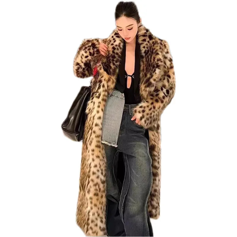 Luxury Leopard Faux Fur Coat by Crystal Crystina, alternate view 4