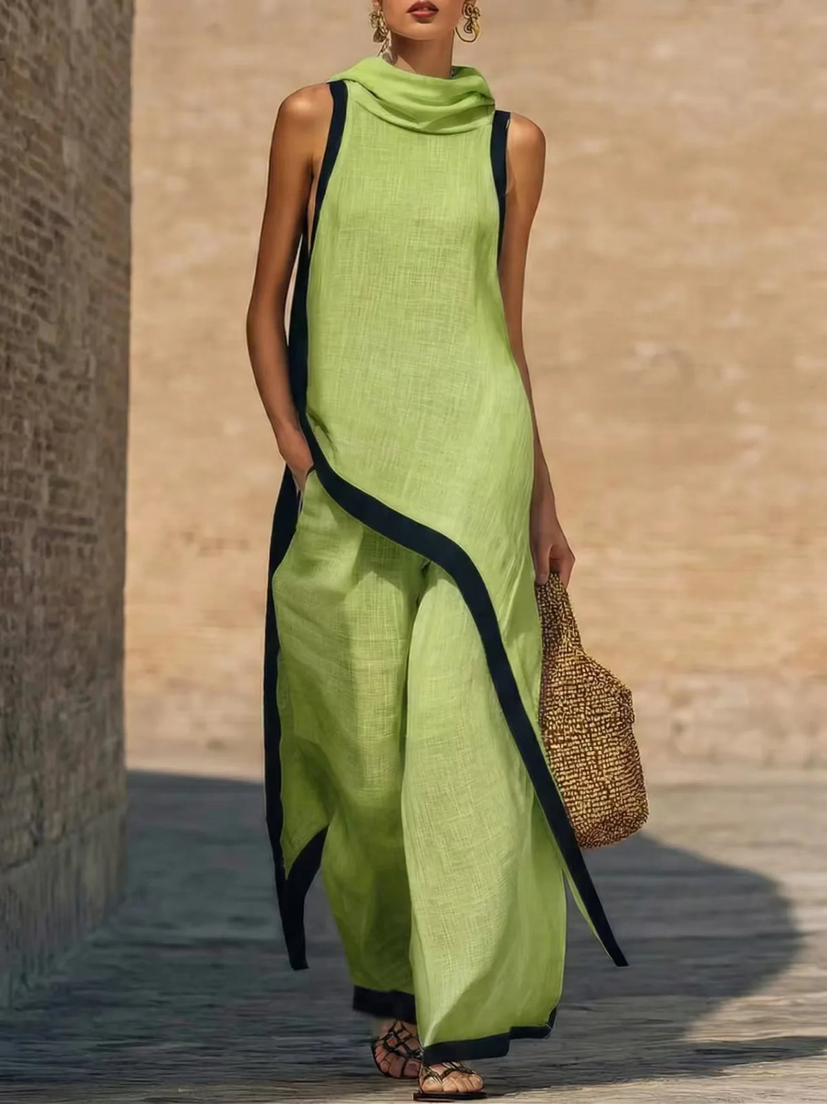 Linen Contrast Color Outfit by Crystal Crystina, alternate view 7