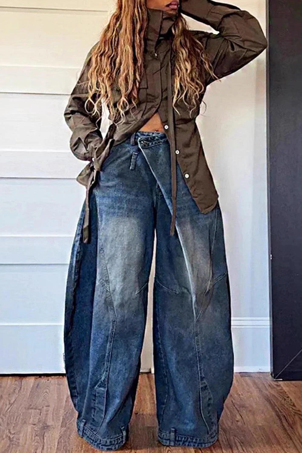 Washed Denim Jean Pant by Crystal Crystina, alternate view 3