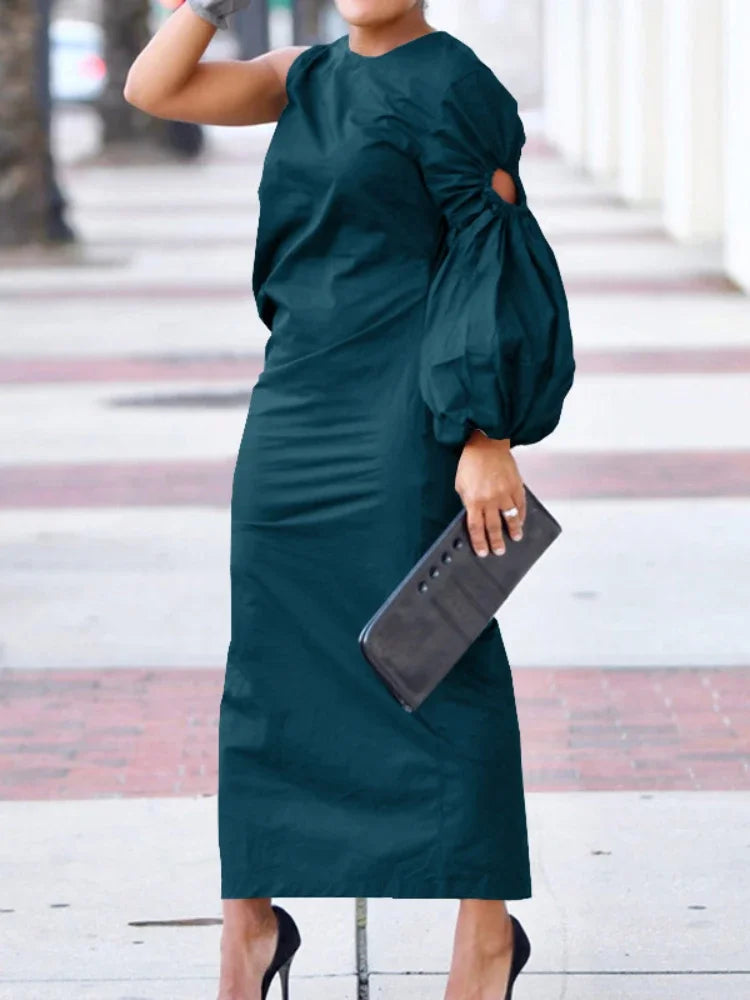 Ruched Side Split Maxi Bodycon Midi Dress