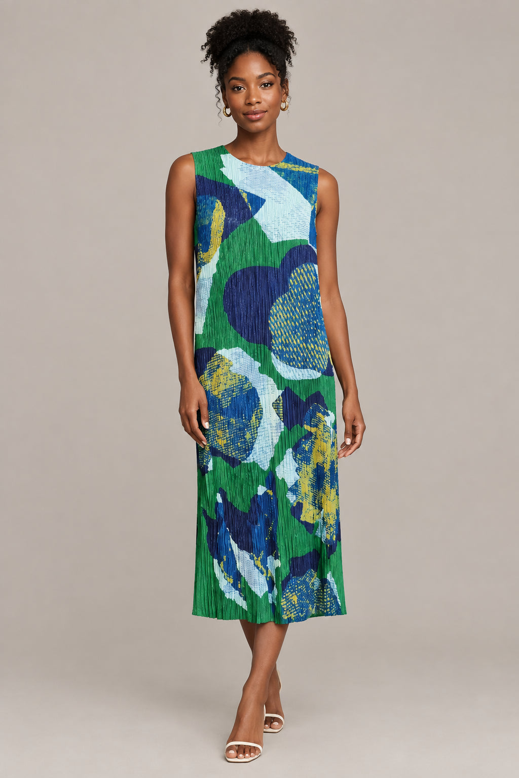 CurveKind™ Geometric Print High-Waist Tank Dress