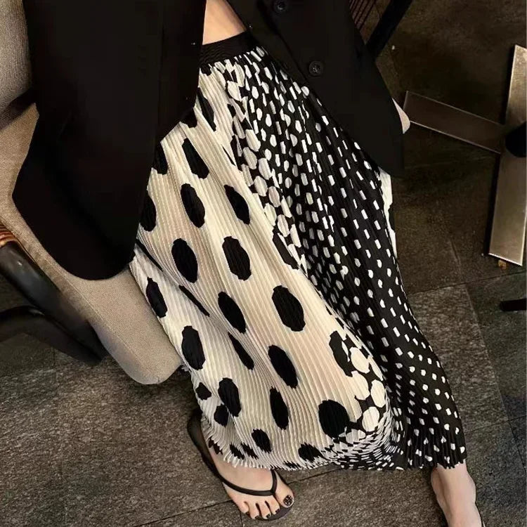 High Waist Pleated Loose Stretch Skirt