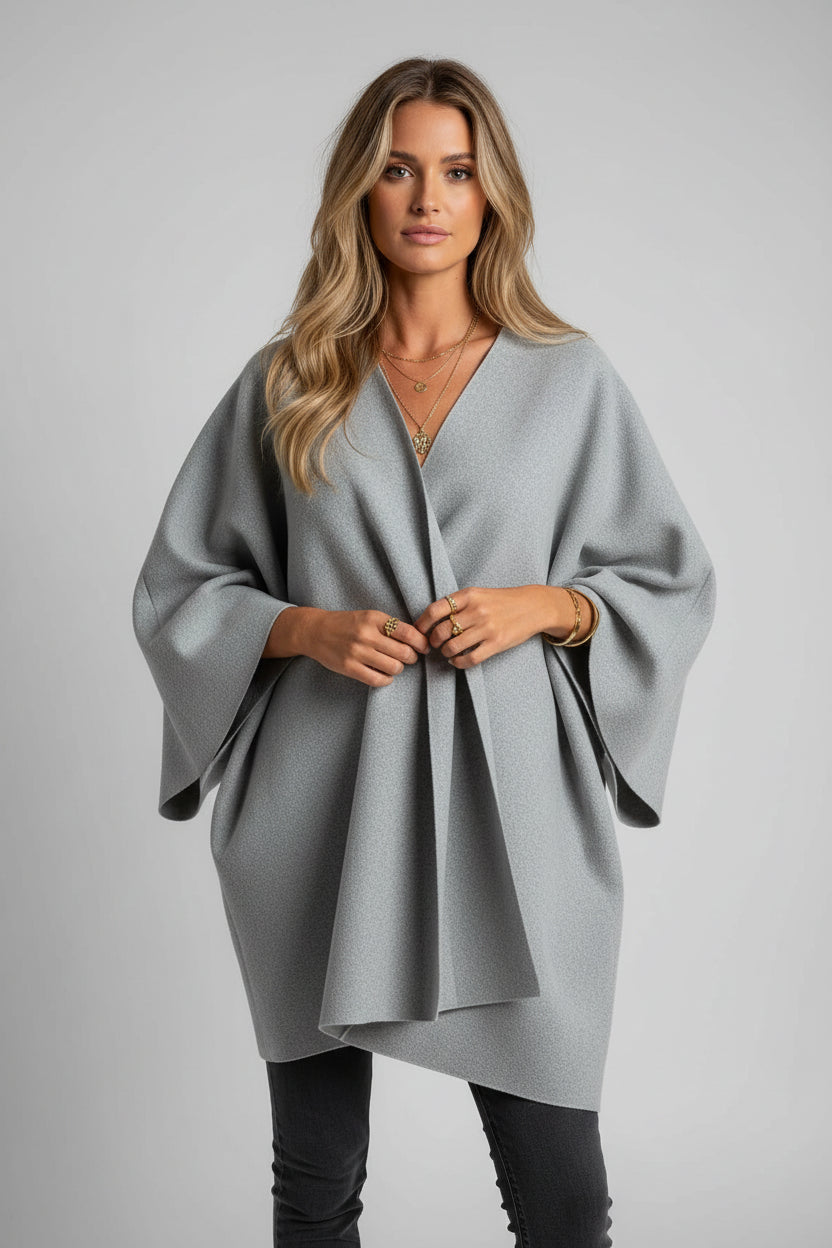 CurveKind™ V-Neck Shawl Cape Coat by Crystal Crystina, alternate view 5