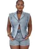 Denim Two-Piece Set by Crystal Crystina