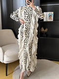 Leopard Print Patchwork Ruffled Dress