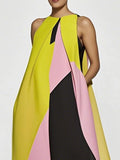 Color-Block Casual Maxi Dress for Women