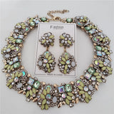 Crystal Rhinestone Collar Choker Necklace and Earrings