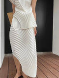 CurveKind™ Pleated Irregular Two-Piece Skirt Set
