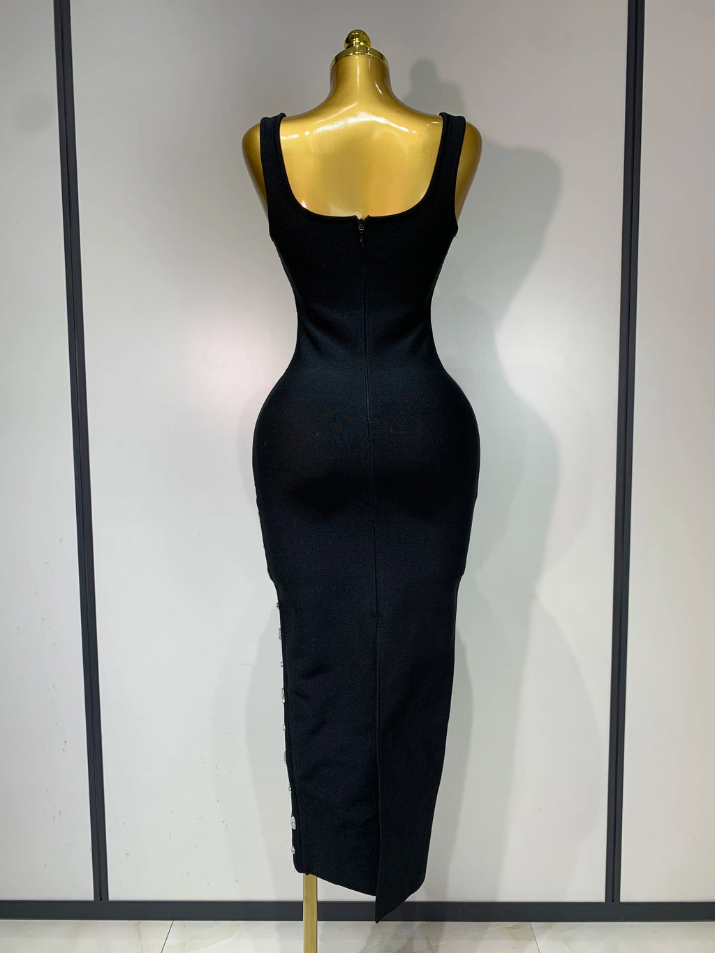 Rhinestone Bodycon Maxi Dress by Crystal Crystina, alternate view 3