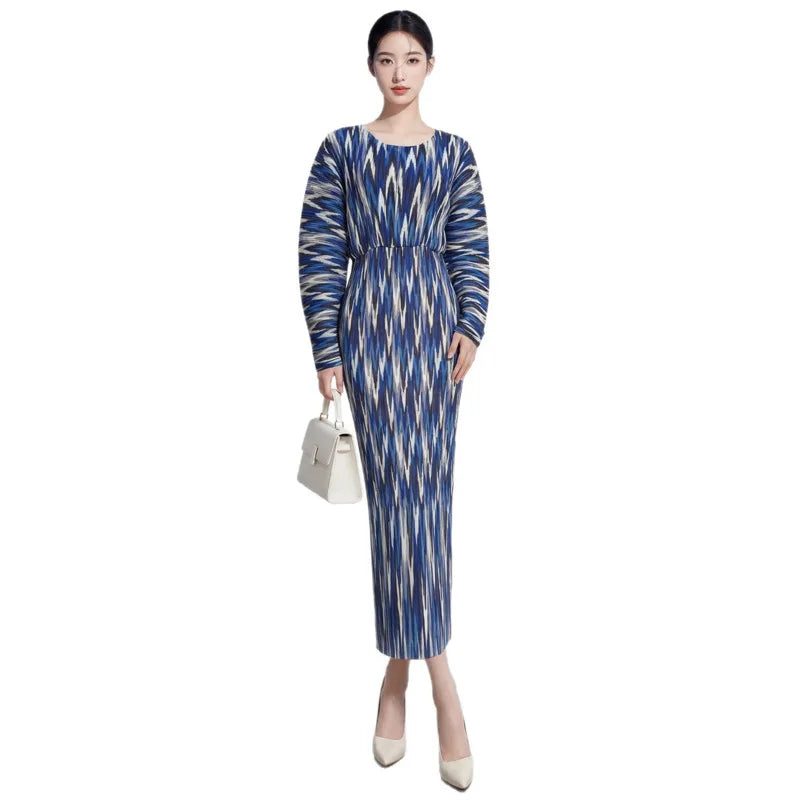 CurveKind™ Purple Geometric Print Batwing Dress