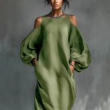 Off Shoulder Long Sleeve Maxi Dress