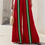 Contrast Color Two Piece Set - Skinny Top And A Wide Leg Long Pant